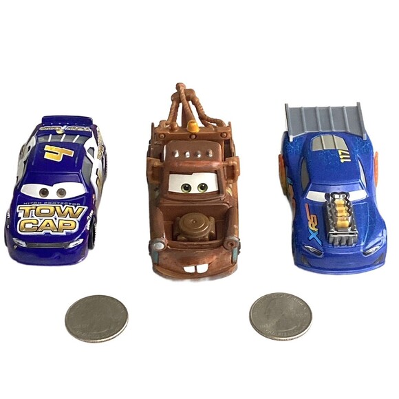 Disney Pixar Cars Drag Racing Lil Torquey, Tow Truck Mater,Jack DePost Tow Cap - Picture 1 of 8